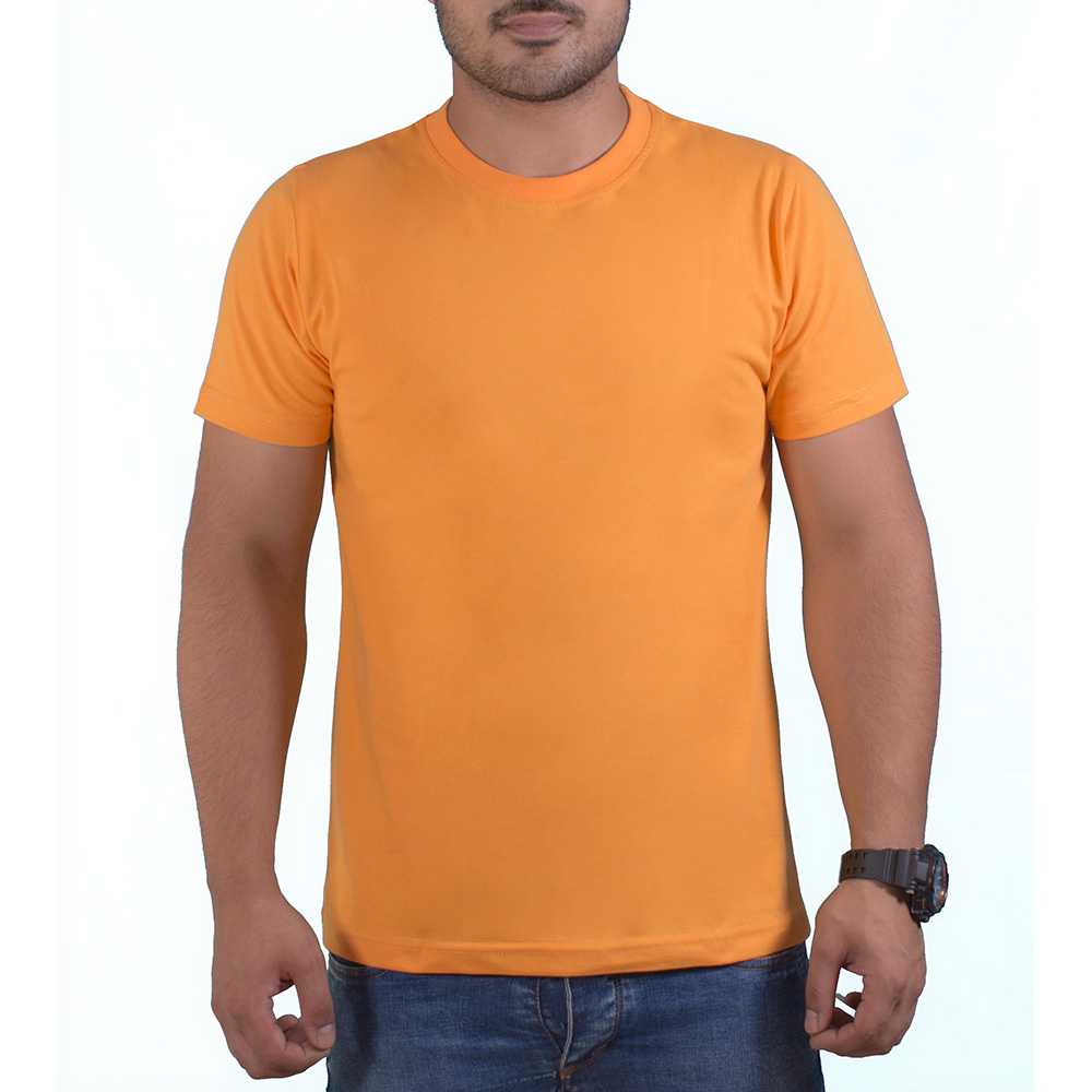 تیشرت آستین کوتاه سوپر نخ پنبه مردانه و زنانه رنگ نارنجی روشن
